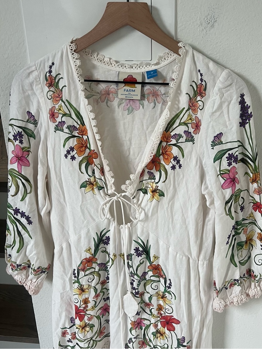 Farm Rio x Anthropologie Long-Sleeve Cutout Maxi Dress in White - Picture 6 of 7